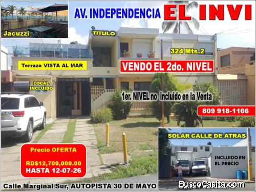 Vendo CASA + SOLAR en OFERTA POR TIEMPO LIMITADO, INVI de la Independencia, 2DO NIVEL (VISTA AL MAR)
