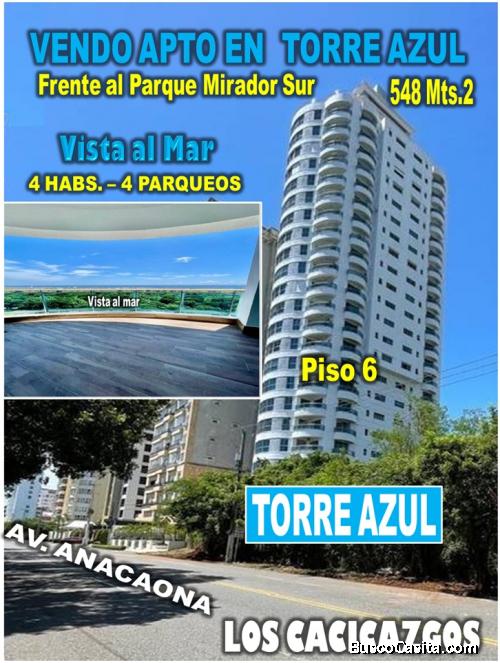 VENDO EXCLUSIVO  Apto en TORRE AZUL frente Parque Mirador Sur, 548 Mts.2, 4 Habs., 4 PARQUEOS