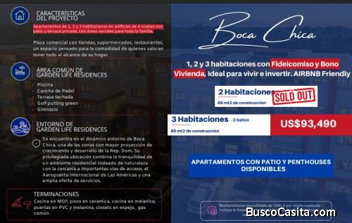 Venta de Residencial 3 dormitorios en Boca Chica RD